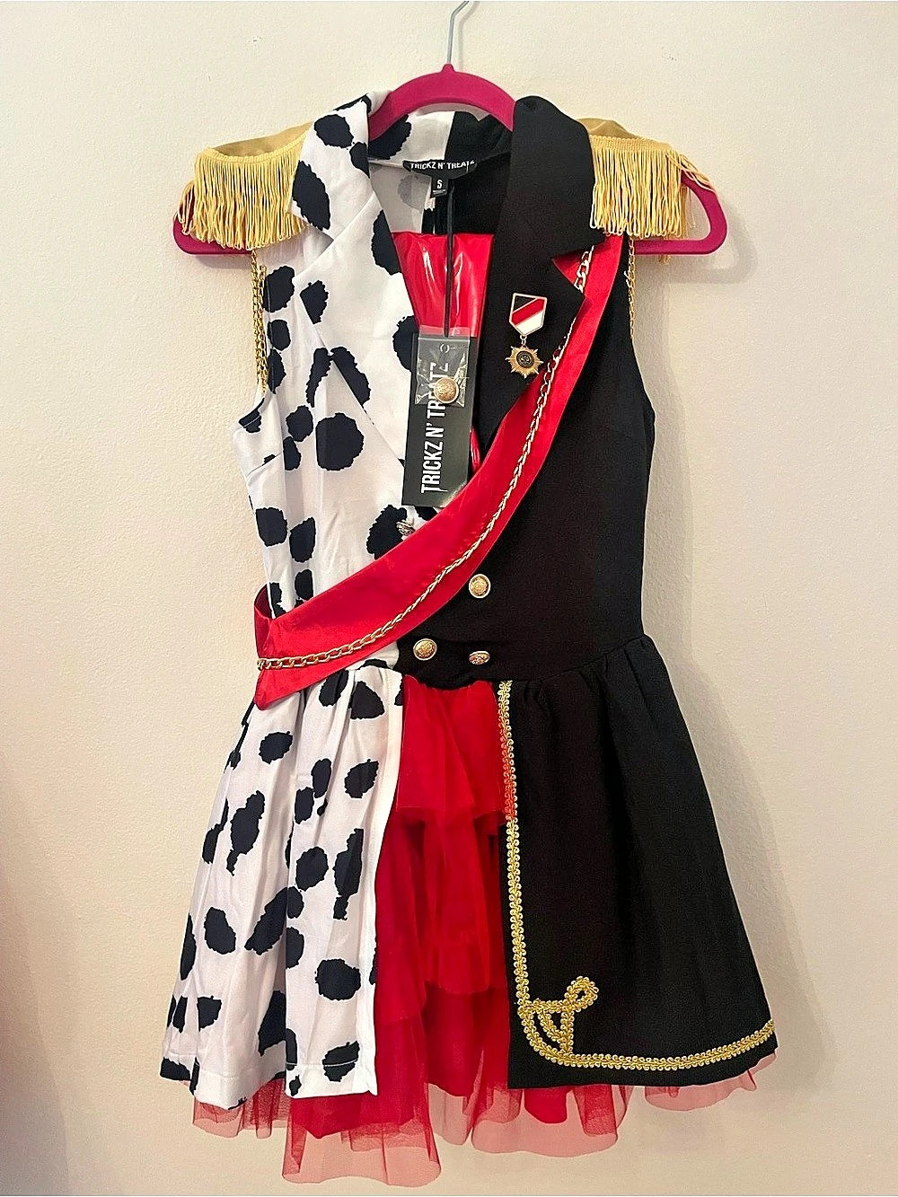 Dolls Kill Cruella Costume Dress Animal Print Mini Dress Size Small NWT